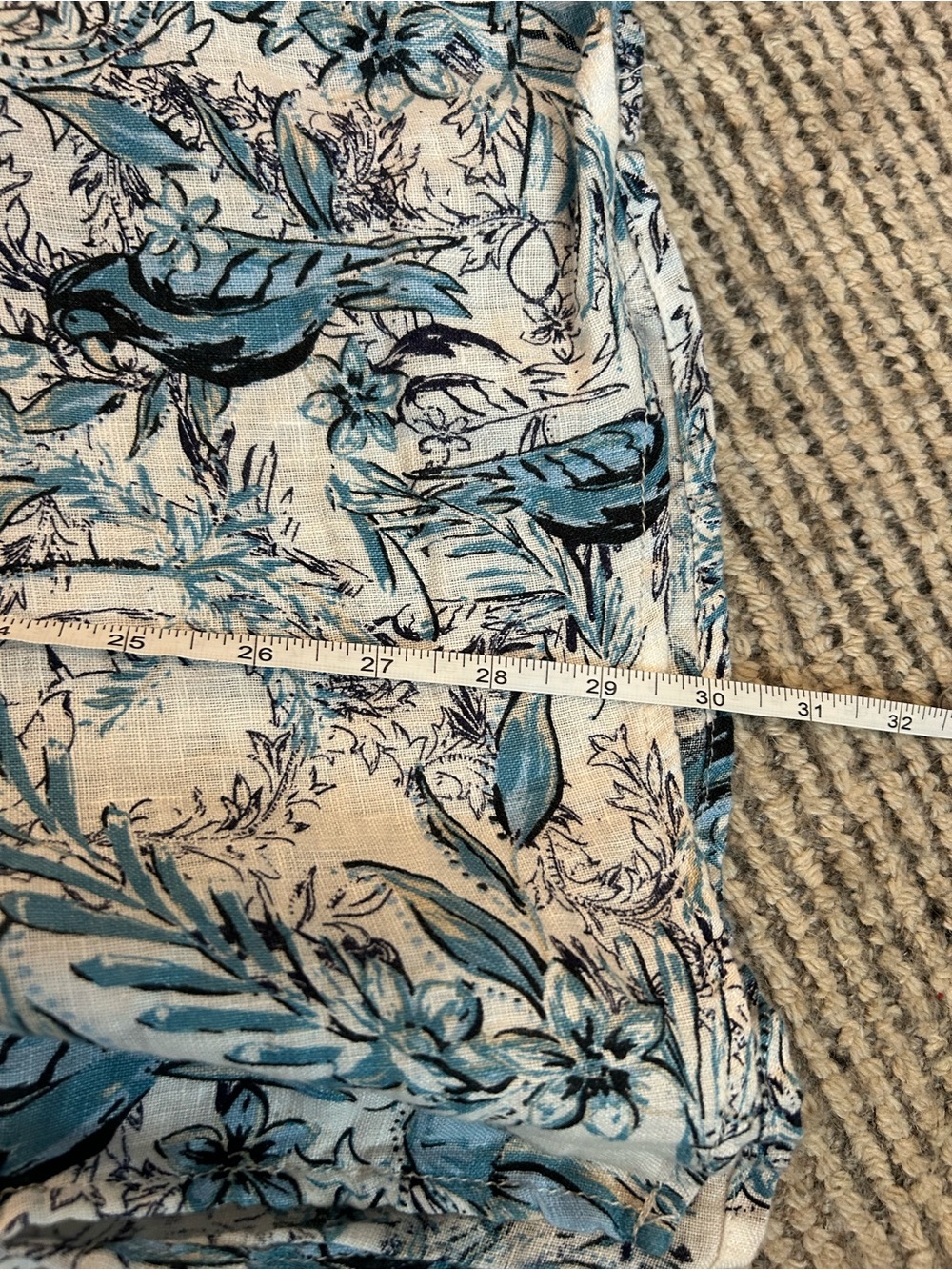 Tahari Women Linen Tops Plus 1X Blue White Floral Button Front Coastal Beachy - Picture 7 of 8